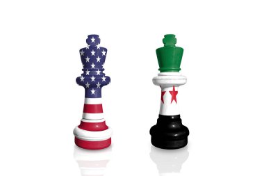 Satranç ABD ve Suriye bayraklarından yapıldı 