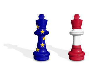 AB ve Avusturya bayraklarından yapılan satranç. Avrupa Birliği, 27 Avrupa ülkesinin siyasi ve ekonomik birliğidir.