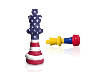 ABD ve Kolombiya bayraklarından yapılan satranç