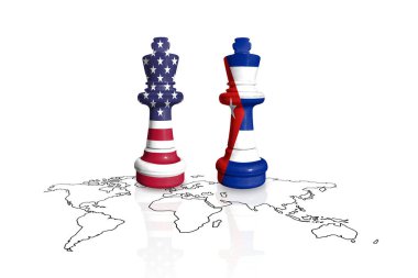 Satranç ABD ve Küba bayraklarından yapılmıştır.