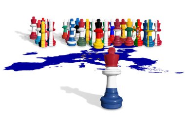 Satranç AB üyeleri ve Hollanda bayraklarından yapıldı. Avrupa Birliği, 27 Avrupa ülkesinin siyasi ve ekonomik birliğidir.