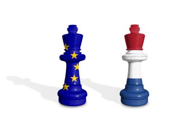 AB ve Hollanda bayraklarından yapılan satranç. Avrupa Birliği, 27 Avrupa ülkesinin siyasi ve ekonomik birliğidir.