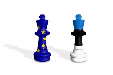 AB ve Estonya bayraklarından yapılan satranç. Avrupa Birliği, 27 Avrupa ülkesinin siyasi ve ekonomik birliğidir.