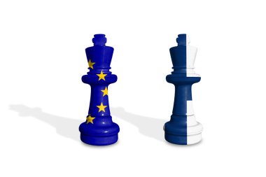 AB ve Finlandiya bayraklarından yapılan satranç. Avrupa Birliği, 27 Avrupa ülkesinin siyasi ve ekonomik birliğidir.