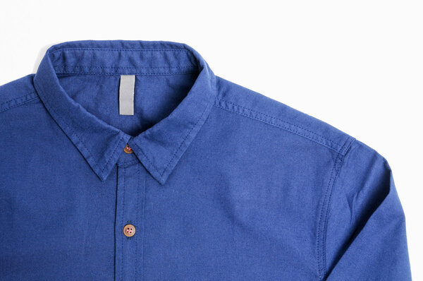 Blue plain cotton shirt White background