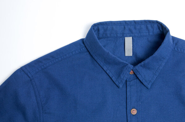 Blue plain cotton shirt White background