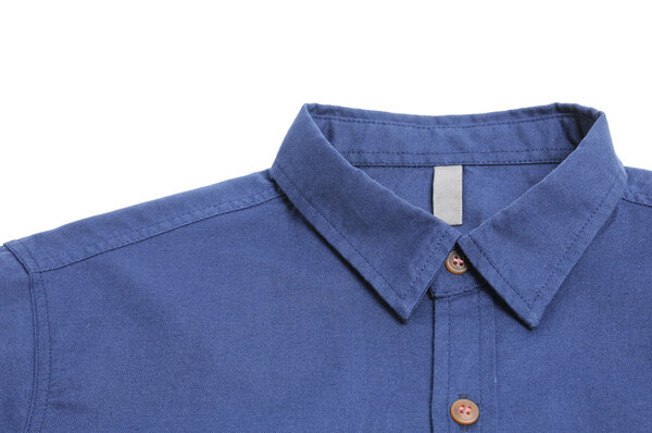 Blue plain cotton shirt White background