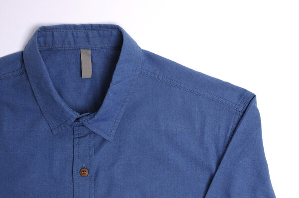 Blue plain cotton shirt White background