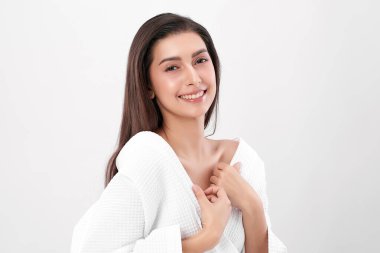 Taze bej arkaplan, yüz bakımı, yüz bakımı, kozmetoloji, güzellik ve kaplıca, Asyalı kadın portresi