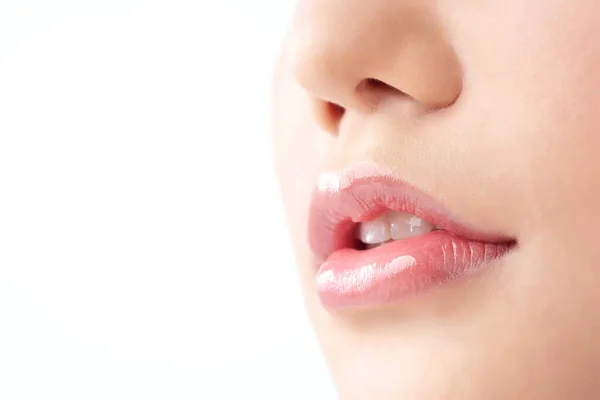 Close Beautiful Lips Part Face Young Asian Woman Close Sexy — Stock Photo, Image