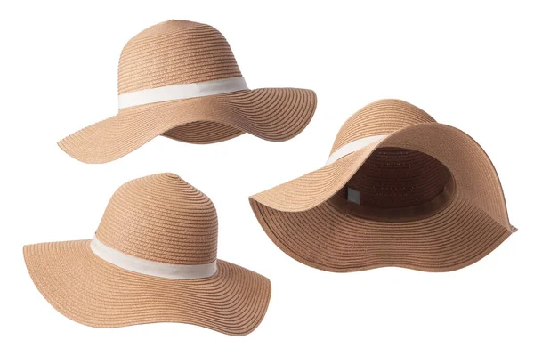Chapeau Panama Vintage Chapeau Paille Jaune Été Pour Femmes Avec — Photo