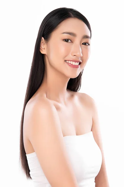 stock image Beautiful young asian woman with clean fresh skin on white background, Face care, Facial treatment, Cosmetology, beauty and spa, Asian women portrait.