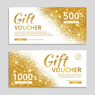 Gold gift voucher with text.