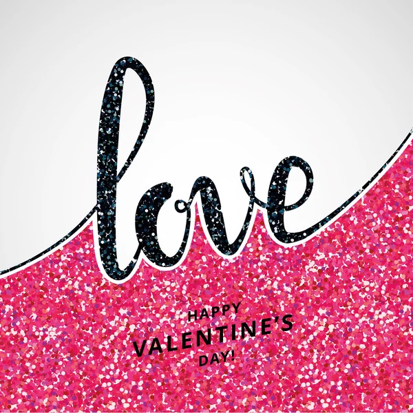 Love lettering pink sparkles background