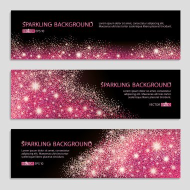 Pink and red banner on glitter background