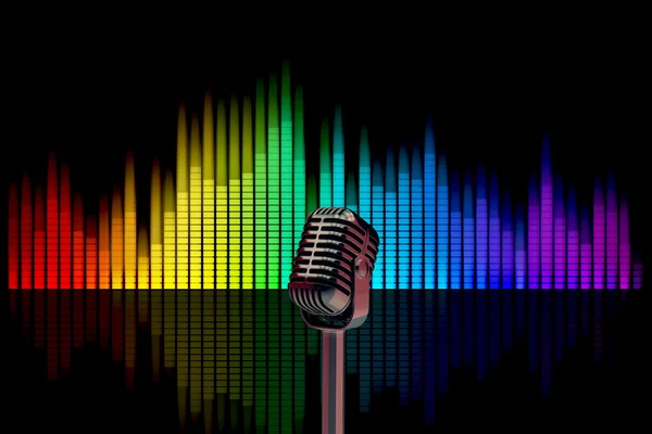 3d illustration microphone on a background of colored — Stock Photo, Image