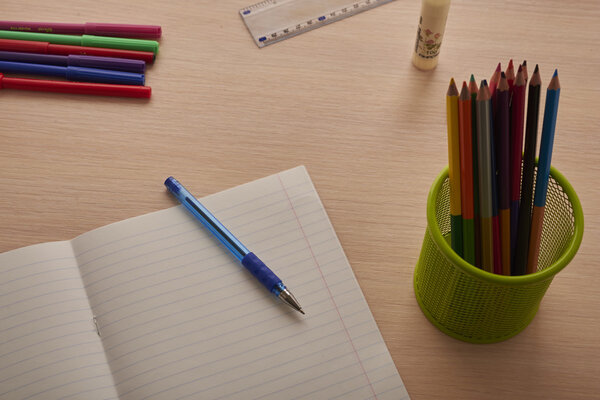 Workplace student top view