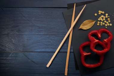 biber, baharatlar ve Çin sopa yemek soyut