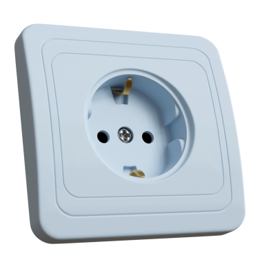 İzole edilmiş beyaz arka planda elektrik prizi, ön manzara. 3d görüntüleme, 3d illüstrasyon