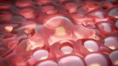 Sağlık ve güzellik. Hyaluronik asit solüsyonları reklam, kolajen serumu düşüş kozmetik reklam arka planı. 3d oluşturma.