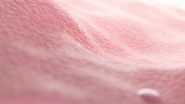 Vitamin baloncuklarının 3 boyutlu animasyonu cildini emer, nemlendirir ve yaşlanmayı önleyen güzelliği destekler. Arka planda morötesi güneş ışığı olan pembe sağlıklı bir cilt..