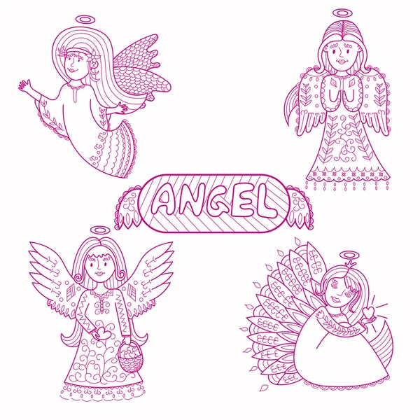 Zbiór wspaniałych aniołów. — Wektor stockowy