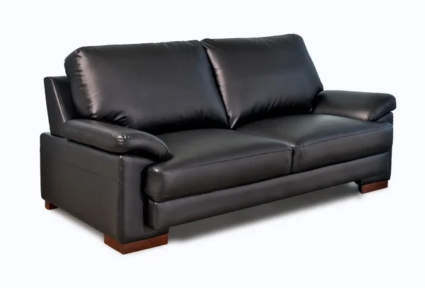 Black leather sofa — Stock Photo, Image