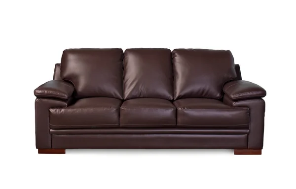 Brown leather sofa on white background — Stock Photo, Image