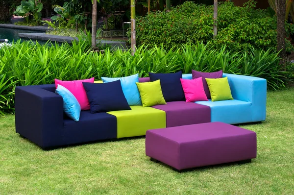 Outdoor sofa in many colours — Stock Photo, Image