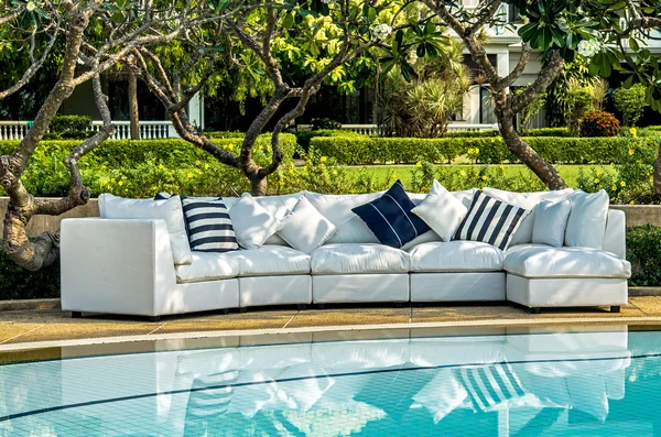 Outdoor indoor sofa with pillows — Stock Photo, Image