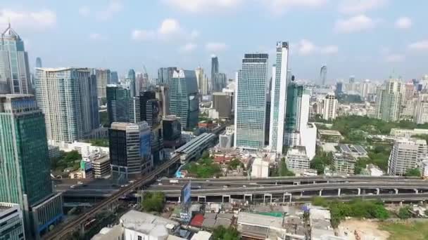 中央曼谷市全景鸟瞰图视频 — 图库视频影像