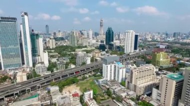 Bangkok şehir merkezi Panorama Kuzey Doğu Hava Video