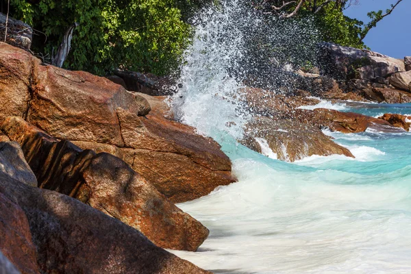 The wave hits the rocky coast — Stock Photo, Image