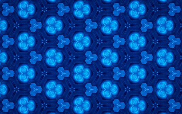 Parlayan kübik elementler ve birbirine bağlı sinirsel ağ çizgilerine sahip soyut derin mavi teknoloji arkaplanı