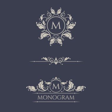 Çiçek Monogram ve kartları, Davetiyeler, menüler, labe için sınırları