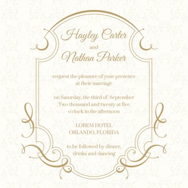 Wedding invitation. Calligraphic frame. clipart
