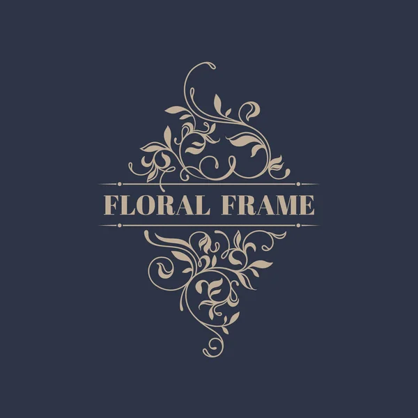 Floral frame. Template signage, logos, labels, stickers, cards. — Stock Vector