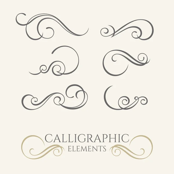 Raccolta di elementi calligrafici. Bordi decorativi. Graphi — Vettoriale Stock