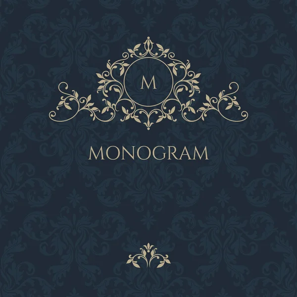 Monogramma floreale. Ornamento classico . — Vettoriale Stock