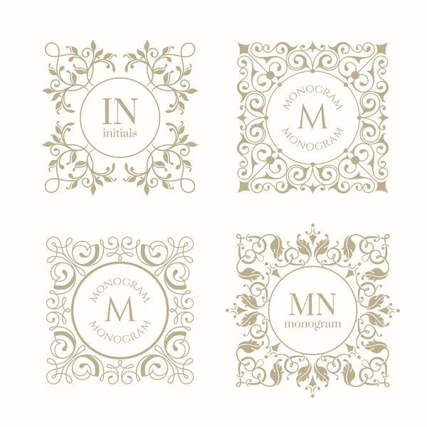 Coleta de monogramas. Elementos de design clássicos para convites de casamento . — Vetor de Stock