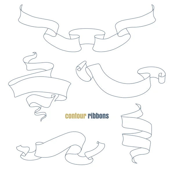 矢量丝带设置。轮廓的装饰元素. — 图库矢量图片