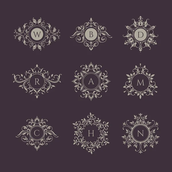 Collection de monogrammes. Eléments de design classiques — Image vectorielle