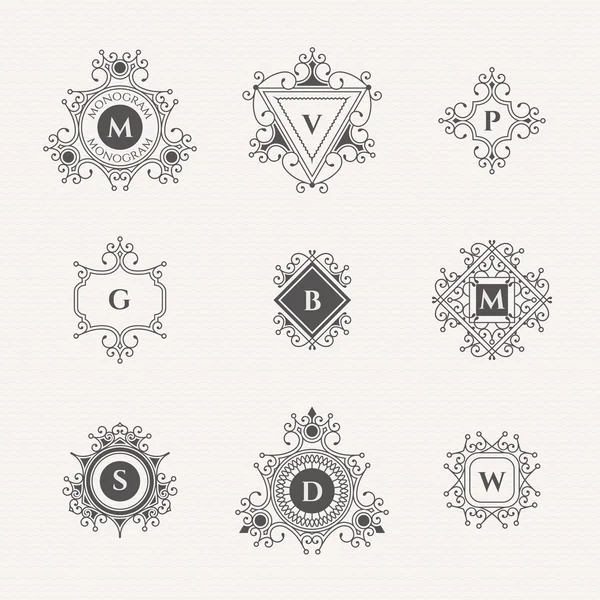 Conjunto de monogramas decorativos. Coleção de design para rótulos, convites, logotipos . —  Vetores de Stock