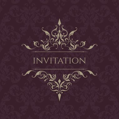 Düğün davetiyesi. Klasik sınır. Dekoratif çerçeve.