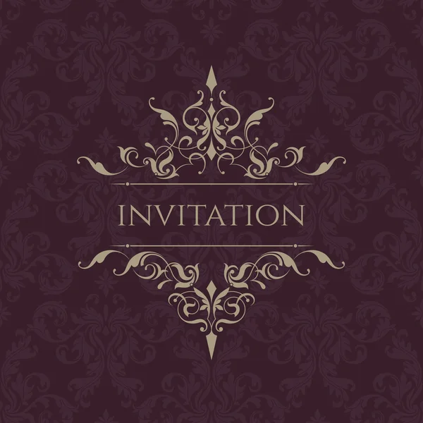 Wedding invitation. Classic border. Decorative frame. — Stock Vector