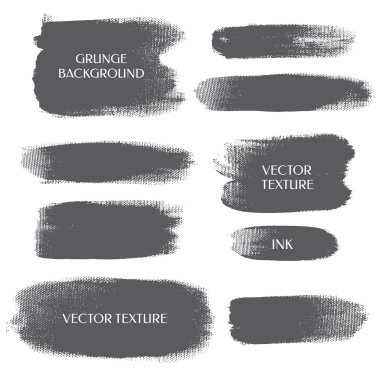 Grunge arka plan kümesi. Siluet şerit. Vektör doku.