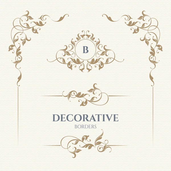 Set of monograms and borders. Graphic design pages. — Stock Illustration Set of monograms and borders. Graphic design pages. Royalty Free Stock Illustrations