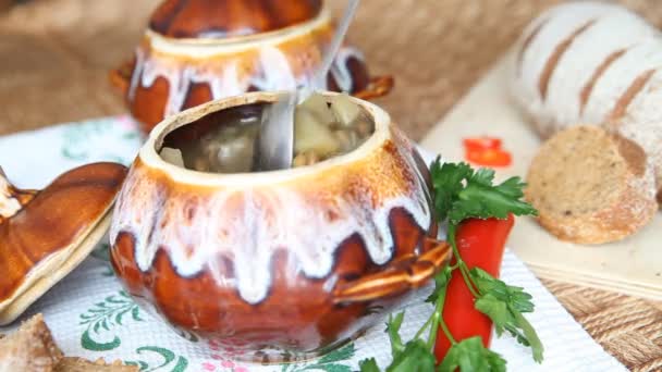 Mélanger la soupe dans une casserole — Video