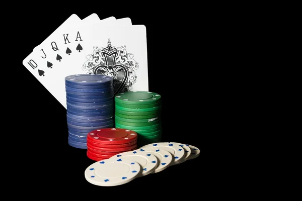 Poker setting in black — Stock Photo, Image