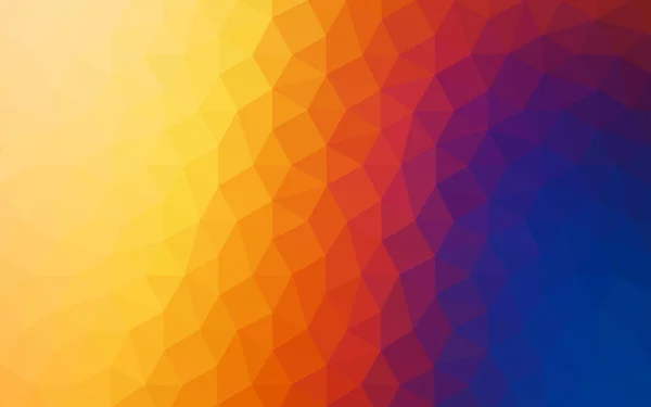 Modello di disegno poligonale multicolore blu, giallo, arancione, che consiste di triangoli e gradienti in stile origami . — Vettoriale Stock